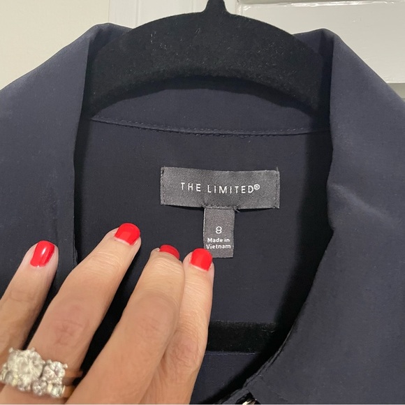 The Limited Solid Navy Button Down Rollup Sleeve Dress Size 8 - Picture 2 of 11